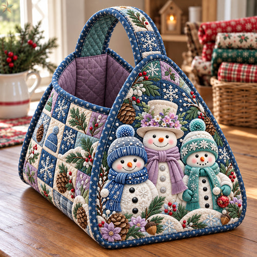 Snowman Winter Friends Christmas Quilted Basket GFTOHNL4845