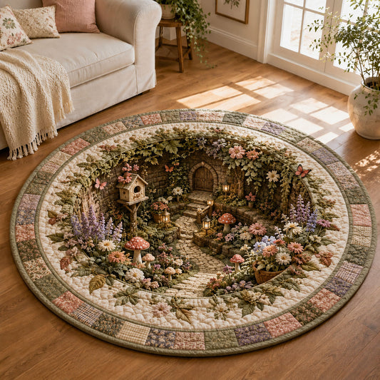 Hidden Fairy Garden Hollow Quilted Round Mat GFTOHNL485