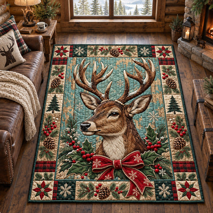 Christmas Deer Holly Area Rug GFTOHNL4853