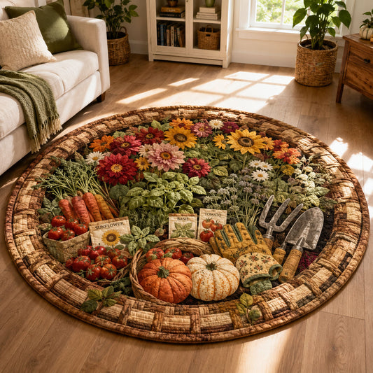 Harvest Garden Market Quilted Round Mat GFTOHNL486