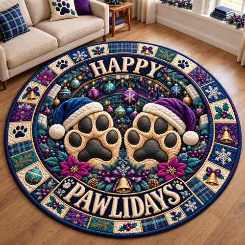 Happy Pawlidays Christmas Quilted Round Mat GFTOHNL4862