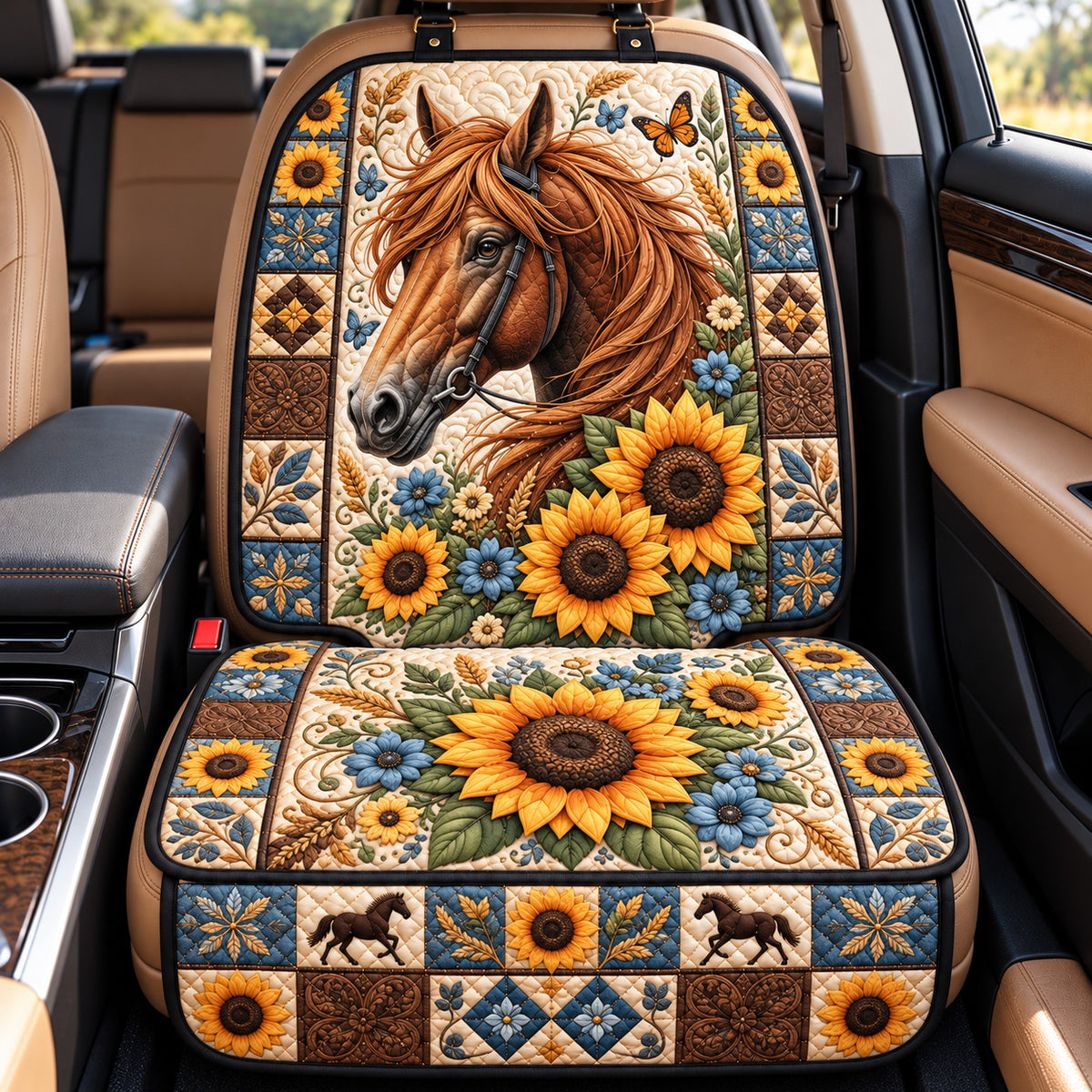 Sunflower Horse Beauty Quilted Car Seat Protector GFTOHNL4868