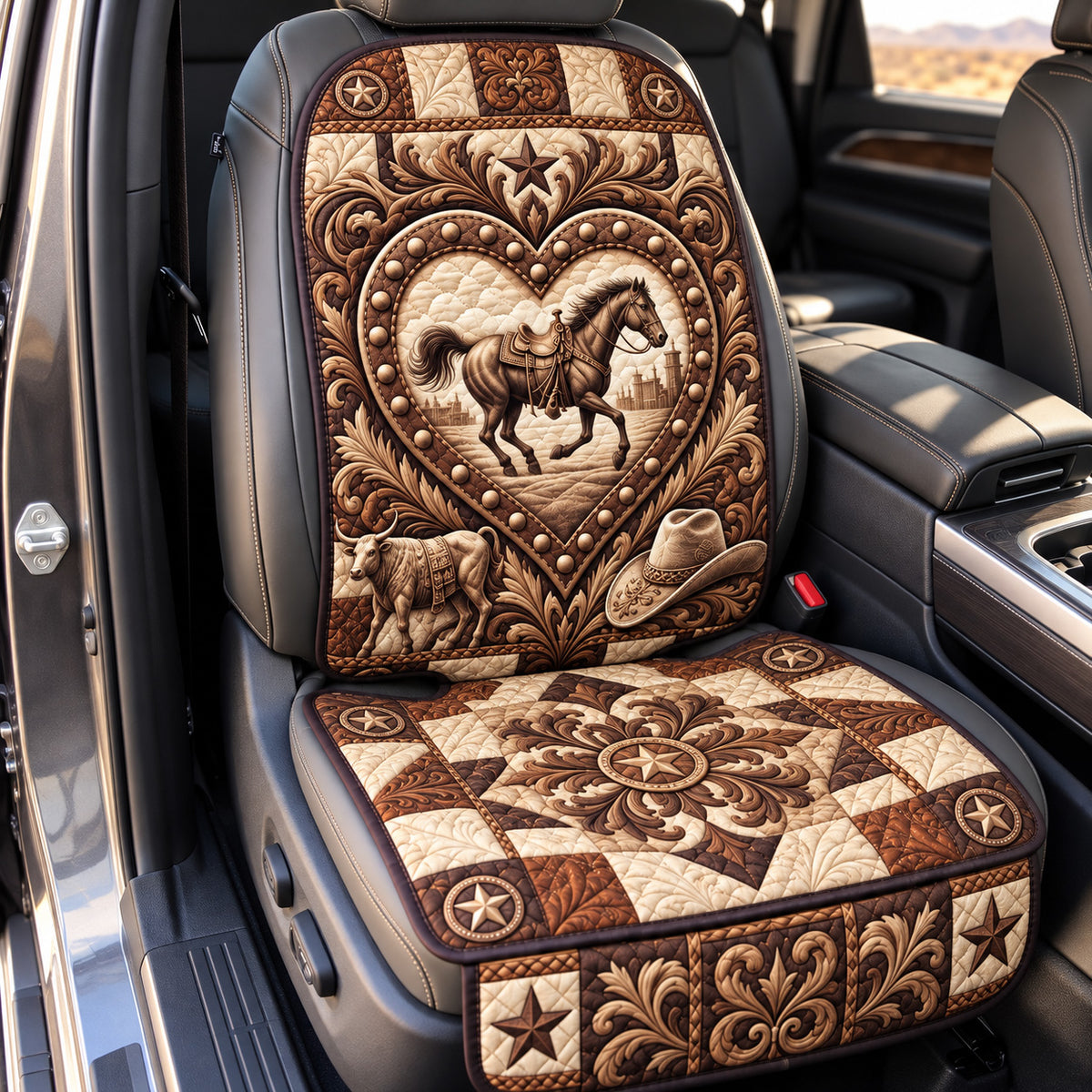 Rustic Cowgirl Heart Quilted Car Seat Protector GFTOHNL4869