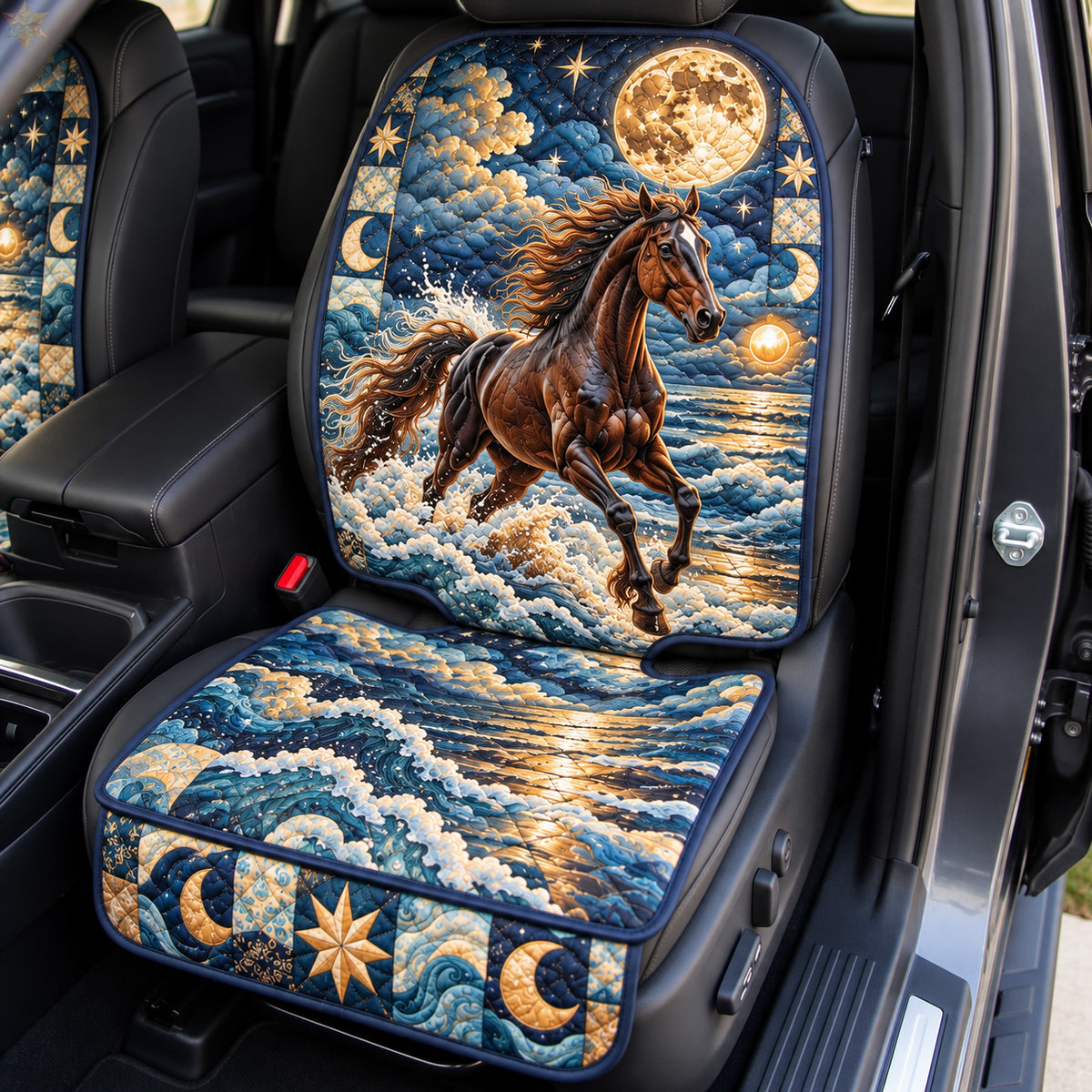 Moonlight Ocean Horse Quilted Car Seat Protector GFTOHNL4872