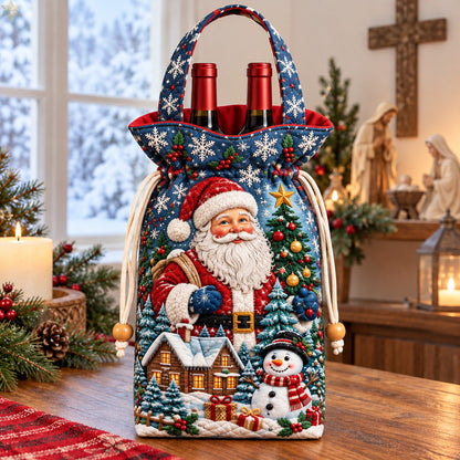 Santa Winter Wonderland Quilted Bottle Carrier Bag GFTOHNL4876