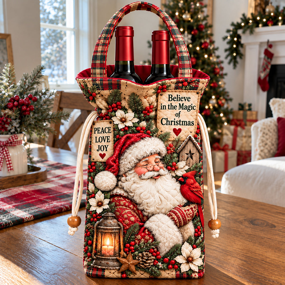 Believe In Christmas Magic Quilted Bottle Carrier Bag GFTOHNL4878