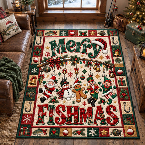 Merry Fishmas Christmas Crew Area Rug GFTOHNL4898