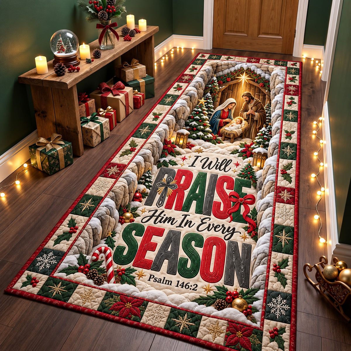 Christmas Nativity Blessings Runner Rug GFTOHNL4904