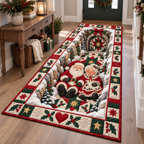 Santa And Mrs Claus Christmas Runner Rug GFTOHNL4906