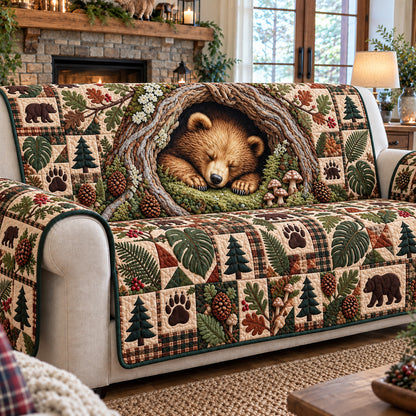 Sleeping Bear Forest Den Quilted Sofa Cover GFTOHNL4908