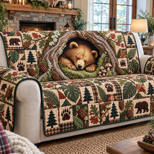 Sleeping Bear Forest Den Quilted Sofa Cover GFTOHNL4908