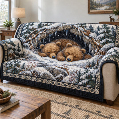 Winter Bears Hibernation Quilted Sofa Cover GFTOHNL4909