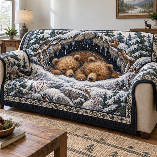 Winter Bears Hibernation Quilted Sofa Cover GFTOHNL4909