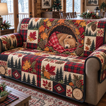 Cozy Autumn Sleeping Bear Quilted Sofa Cover GFTOHNL4913