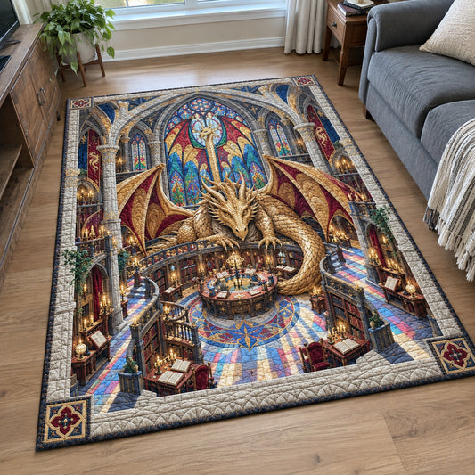 Golden Dragon Enchanted Library Area Rug GFTOHNL4941