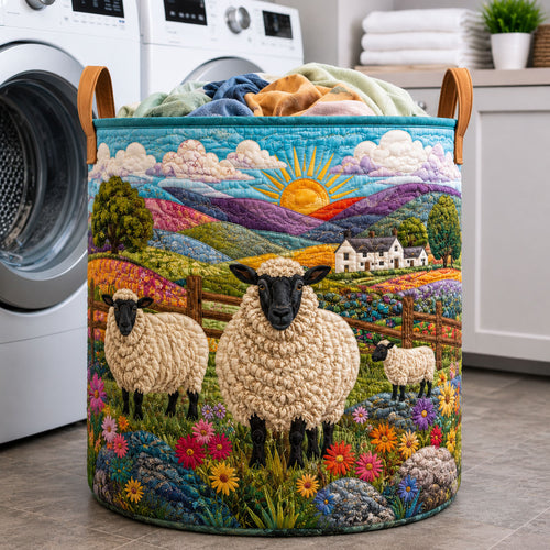 Rainbow Valley Sheep Farm Quilted Laundry Basket GFTOHNL496