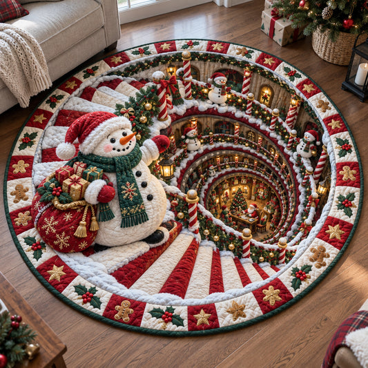 Snowman Christmas Wonderland Quilted Round Mat GFTOHNL4961
