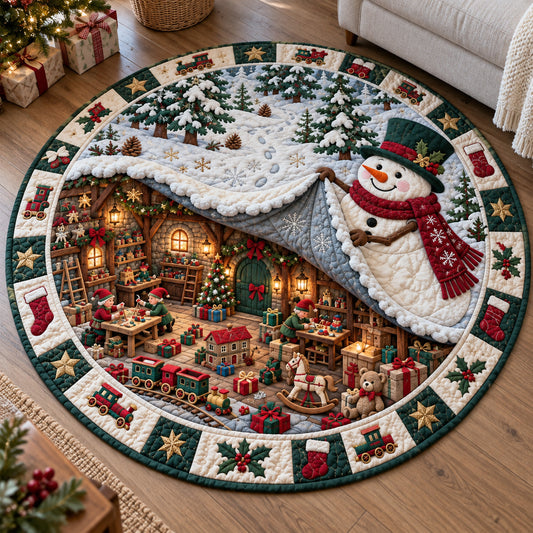 Snowman Secret Toy Workshop Quilted Round Mat GFTOHNL4962