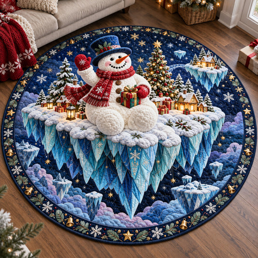 Snowman Floating Winter Wonderland Quilted Round Mat GFTOHNL4963