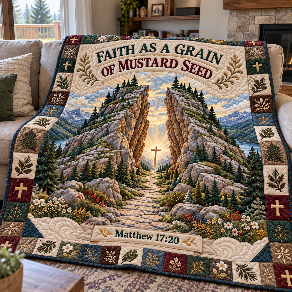 Faith Can Move Mountains Quilted Blanket GFTOHNL4966