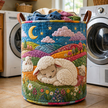 Dreamy Sleeping Lamb Meadow Quilted Laundry Basket GFTOHNL497