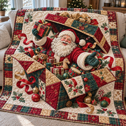 Santa Christmas Surprise Quilted Blanket GFTOHNL4973