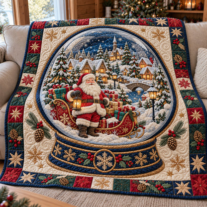 Santa Christmas Snow Globe Quilted Blanket GFTOHNL4974