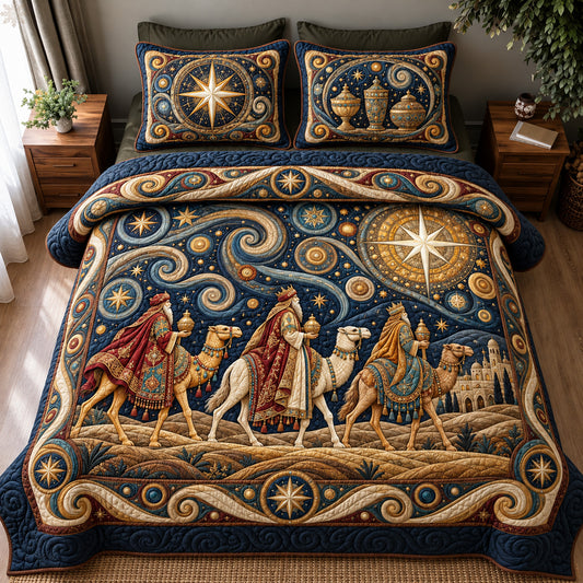 Three Wise Men Follow The Star 3-Piece Quilted Bedding Set GFTOHNL4978
