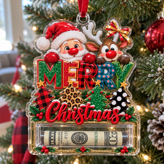 Santa And Reindeer Christmas Christmas Cash Mica Ornament GFTOHNL4986