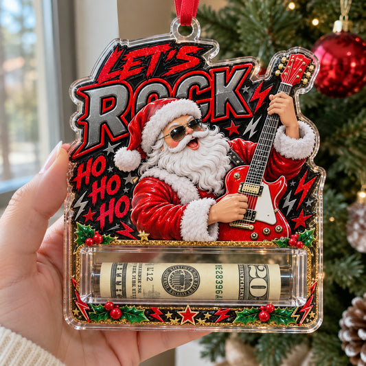 Rock And Roll Santa Christmas Cash Mica Ornament GFTOHNL4987