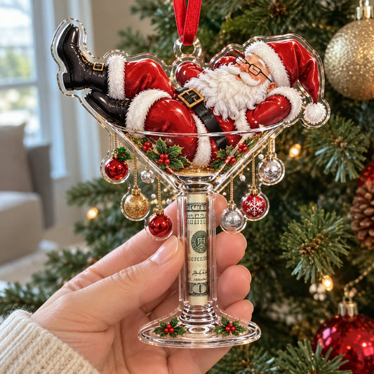 Santa Christmas Martini Christmas Cash Mica Ornament GFTOHNL4988