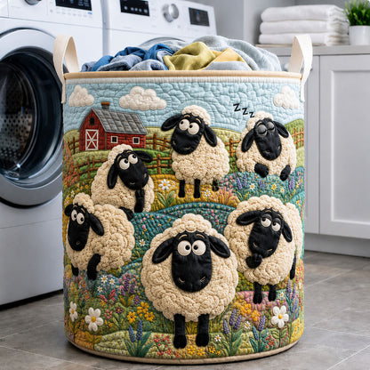 Shaun Style Happy Sheep Hillside Quilted Laundry Basket GFTOHNL500