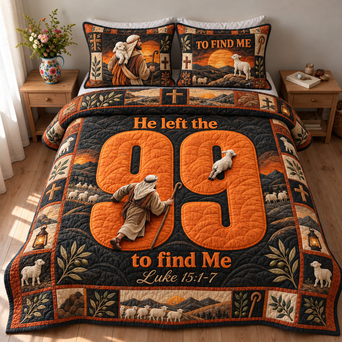 He Left The 99 To Find Me 3-Piece Quilted Bedding Set GFTOHNL5007