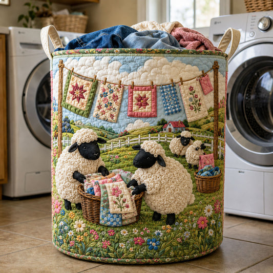 Quilting Day Sheep Patchwork Quilted Laundry Basket GFTOHNL501