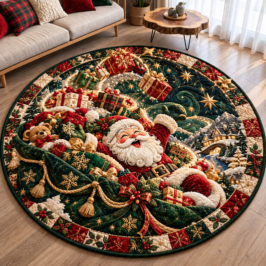 Santa Christmas Gift Bag Quilted Round Mat GFTOHNL5026