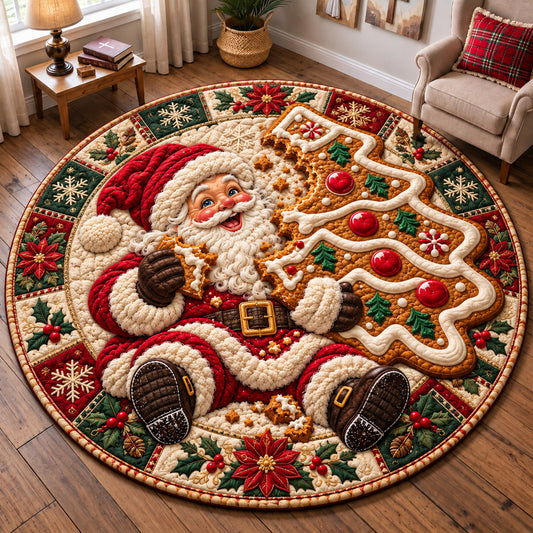Santa Christmas Gingerbread Quilted Round Mat GFTOHNL5028