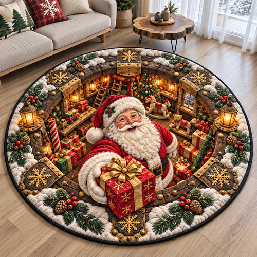 Santa Secret Christmas Workshop Quilted Round Mat GFTOHNL5029