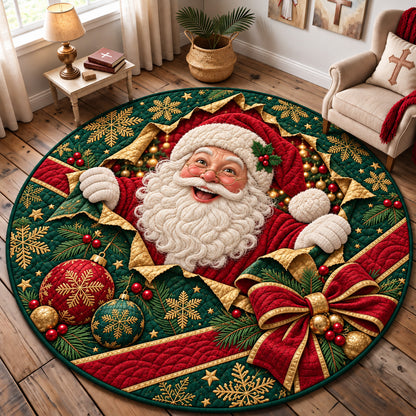 Santa Christmas Surprise Quilted Round Mat GFTOHNL5030