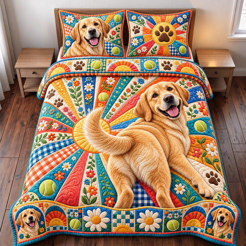 Labrador Retriever Sunshine Joy 3-Piece Quilted Bedding Set GFTOHNL5067