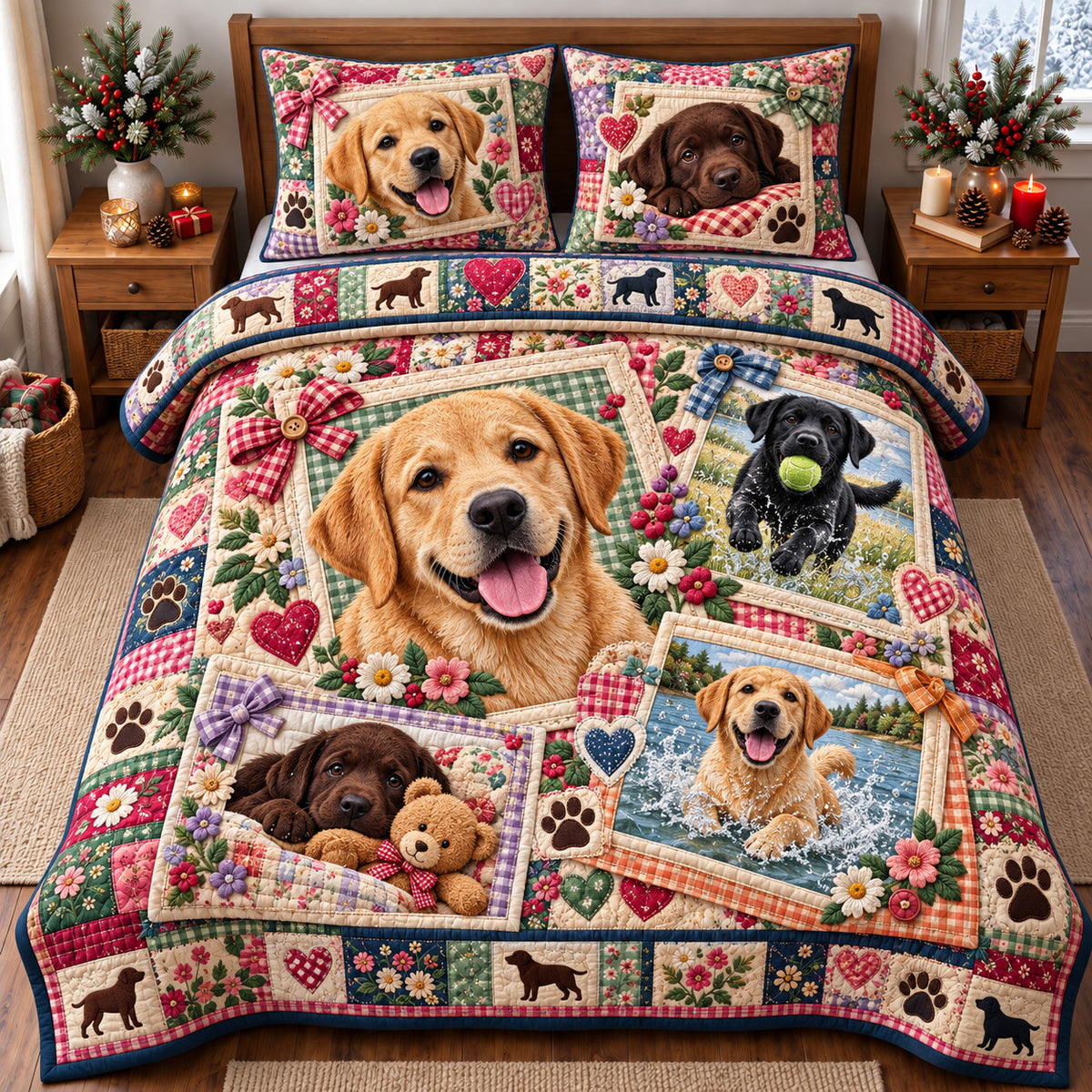Labrador Love And Memories 3-Piece Quilted Bedding Set GFTOHNL5068