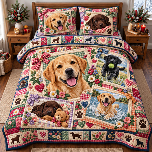 Labrador Love And Memories 3-Piece Quilted Bedding Set GFTOHNL5068