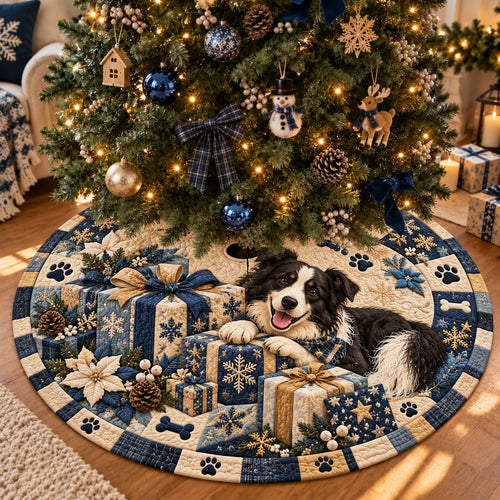 Border Collie Christmas Gifts Quilted Tree Skirt GFTOHNL5147