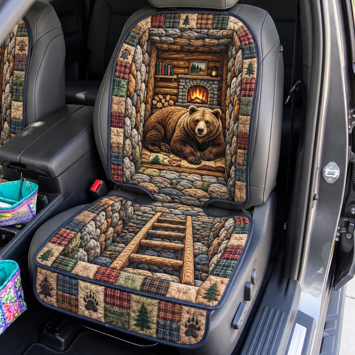 Cozy Bear Cabin Quilted Car Seat Protector GFTOHNL5172