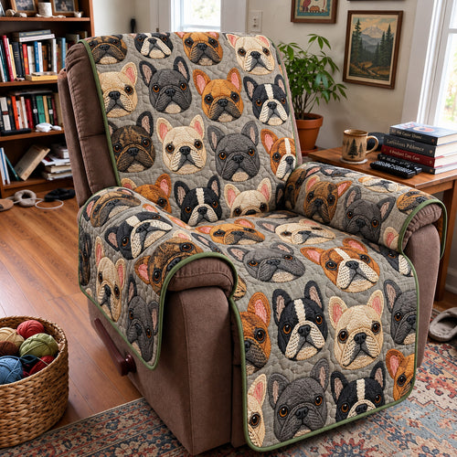 French Bulldog Faces Quilted Sofa Cover GFTOHNL5181