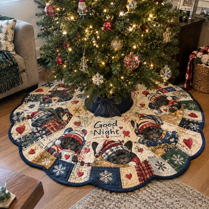 Cozy Frenchie Christmas Custom Shape Christmas Quilted Tree Skirt GFTOHNL5217