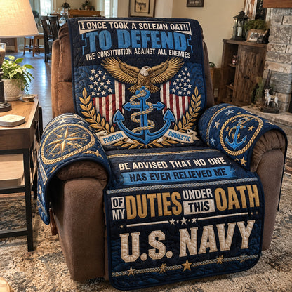 Navy Veteran Oath Quilted Sofa Cover GFTOHNL5227