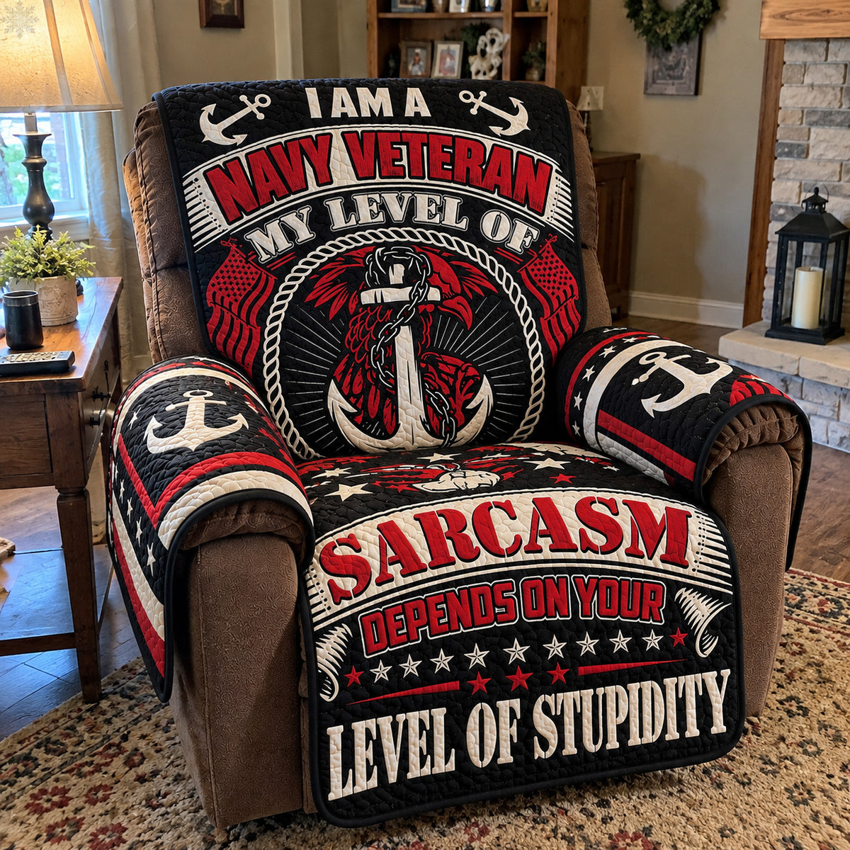 Navy Veteran Sarcasm Quilted Sofa Cover GFTOHNL5228