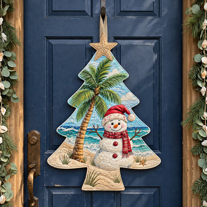 Beach Christmas Snowman Custom Shape Quilted Door Hanger GFTOHNL5250