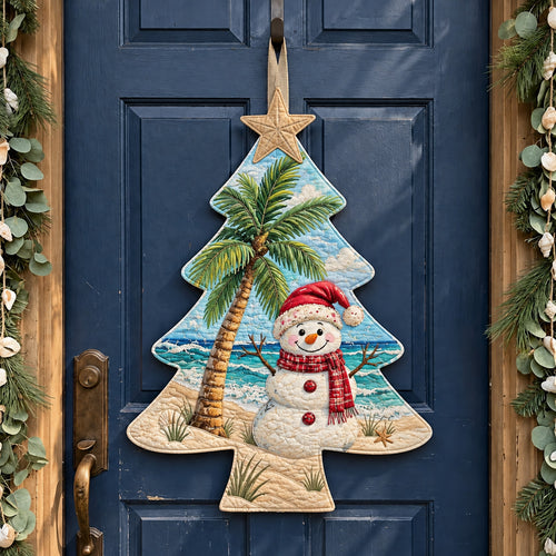 Beach Christmas Snowman Custom Shape Quilted Door Hanger GFTOHNL5250