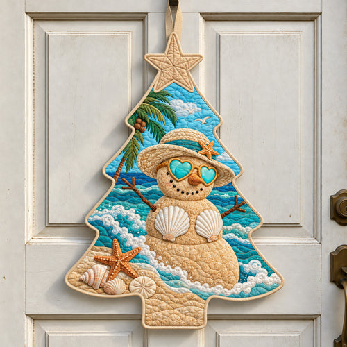 Sandy Beach Snowman Custom Shape Quilted Door Hanger GFTOHNL5252